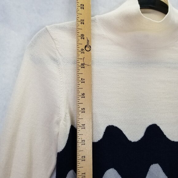 Uniqlo × Marimekko Mock Turtleneck Sweater S Knit Wave Cream Gray Black Wool - Picture 13 of 15